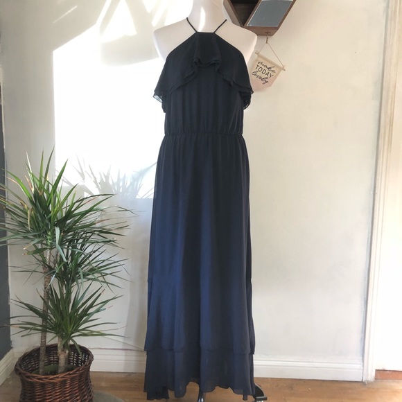 h&m navy maxi dress